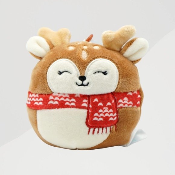 NWT Dawn the Reindeer Fawn Squishmallow Christmas 4" Red Scarf KellyToy‎ - Picture 1 of 6